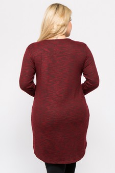 Women's Faux Wrap Space-Dye Knit Tunic Top style 4