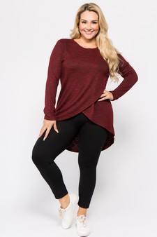 Women's Faux Wrap Space-Dye Knit Tunic Top style 5