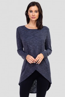 Women's Faux Wrap Space-Dye Knit Tunic To
