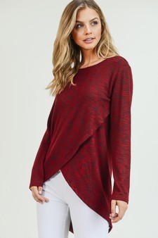 Women's Faux Wrap Space-Dye Knit Tunic Top style 2