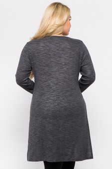 Women's Space-Dye Knit Side Slit Tunic Top style 4