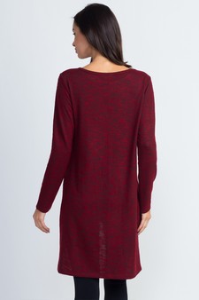 Women's Space-Dye Knit Side Slit Tunic Top style 3