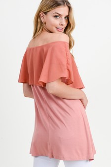 Lady's Off The Shoulder Chiffon Ruffle Tunic Top - style 3