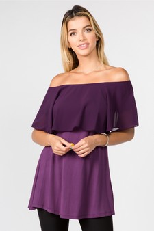 Lady's Off The Shoulder Chiffon Ruffle Tunic Top style 2