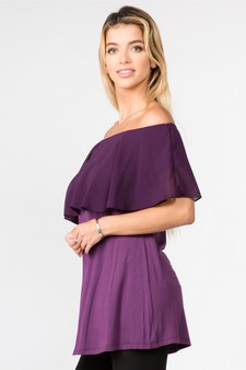 Lady's Off The Shoulder Chiffon Ruffle Tunic Top style 3