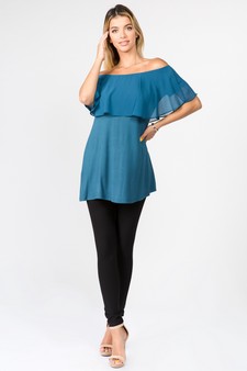 Lady's Off The Shoulder Chiffon Ruffle Tunic Top style 5