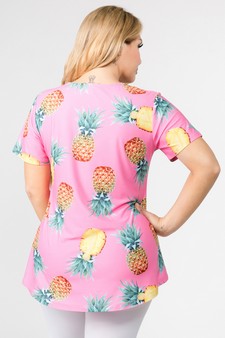 Women's Short Sleeve Pineapple Print Tunic Top style 3