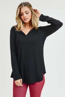 Women's Long Sleeve Split Neck Tunic Top style 2