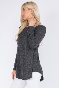 Women's Long Sleeve Split Neck Tunic Top style 2