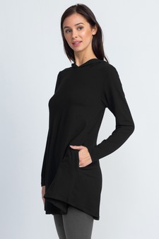 Lady's Long Sleeve Tunic Top Hoodie with Two Pockets (Medium only) style 2