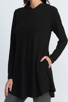 Lady's Long Sleeve Tunic Top Hoodie with Two Pockets (Small only) style 4