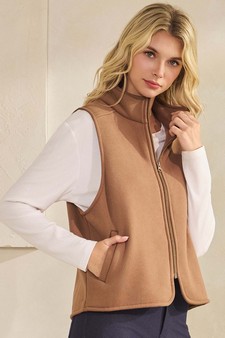 ETA 11/11/25 - Women's Cozy Comfort Fleece Full Zip Mock Neck Vest (XL only) style 3