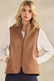 ETA 11/11/25 - Women's Cozy Comfort Fleece Full Zip Mock Neck Vest (XL only) style 4