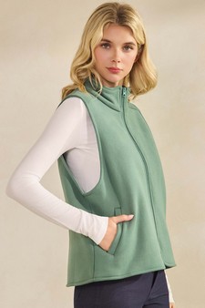 Women's Cozy Comfort Fleece Full Zip Mock Neck Vest (XL only) style 3
