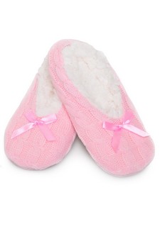 Kids Cable Knit Indoor Ballet Slippers style 3