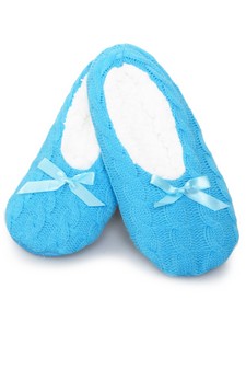 Kids Cable Knit Indoor Ballet Slippers style 4