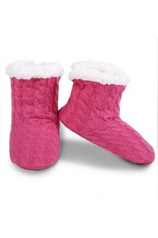 Kids Indoor Cable Knit Slipper Boots
