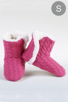 Women's Cable Knit Faux Sherpa Lined Slippers