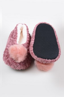 Women's Fuzzy Chevron Pom Pom Slippers style 3