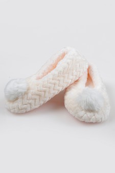 Women's Fuzzy Chevron Pom Pom Slippers style 5