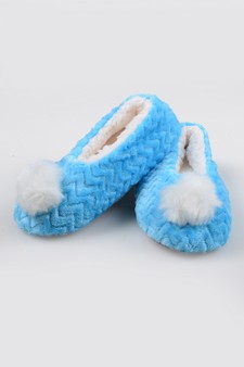 Women's Fuzzy Chevron Pom Pom Slippers style 6