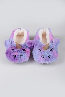 Women's Fuzzy Rainbow Unicorn Slippers style 2