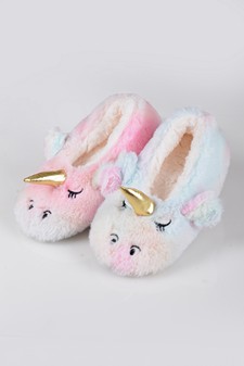 Women's Fuzzy Rainbow Unicorn Slippers style 5