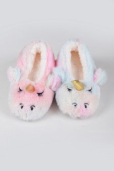 Women's Fuzzy Rainbow Unicorn Slippers style 6