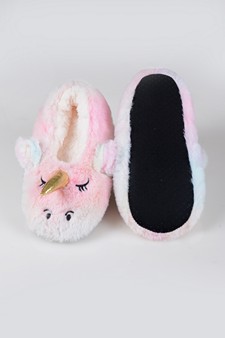 Women's Fuzzy Rainbow Unicorn Slippers style 8