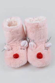 Women's Furry Reindeer Slipper Booties style 14