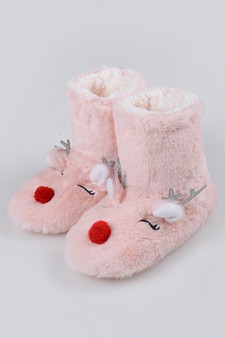 Women's Furry Reindeer Slipper Booties style 15