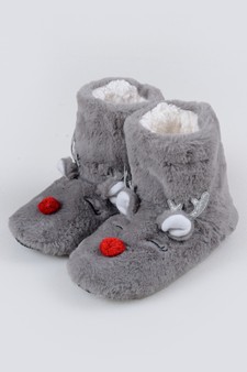 Women's Furry Reindeer Slipper Booties style 19