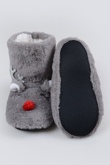 Women's Furry Reindeer Slipper Booties style 20