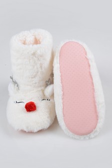 Women's Furry Reindeer Slipper Booties style 24