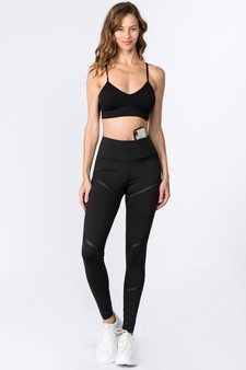 Women's High Rise Mesh Slash Activewear Leggings style 4