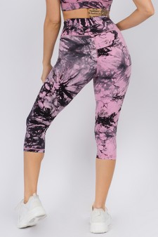 Women's Buttery Soft Tie Dye Capri Activewear Leggings style 3