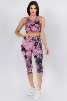 Women's Buttery Soft Tie Dye Capri Activewear Leggings style 4