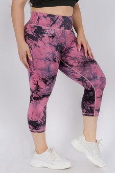 Women's Buttery Soft Tie Dye Capri Activewear Leggings (XL only) style 2