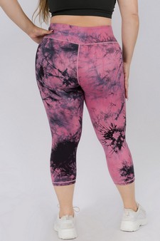 Women's Buttery Soft Tie Dye Capri Activewear Leggings (XL only) style 3