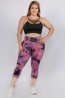 Women's Buttery Soft Tie Dye Capri Activewear Leggings (XL only) style 4