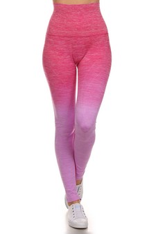 Women's Dip Dye Ombre Activewear Leggings with High Waistband style 2