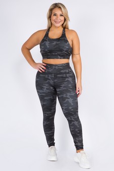 Women's Dark Camo High Rise Activewear Leggings (XL only) style 4