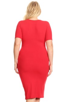 Short Sleeve Crew Neck Midi Bodycon Dress (XL only) style 3