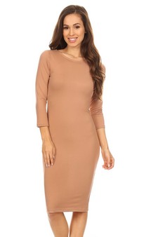 Crew Neck 3/4 Sleeve Midi Bodycon Dress (Small only) style 2