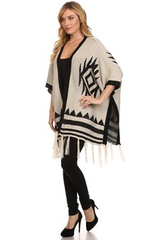 Women's Aztec Fringe Poncho style 2
