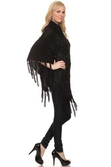 Women's Sequinence Turtleneck Poncho style 4