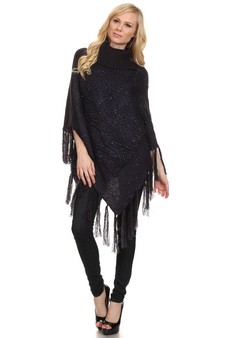 Women's Sequinence Turtleneck Poncho style 4