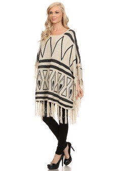 Women's Striped Geometric Pattern Poncho style 2