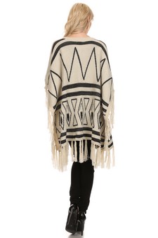 Women's Striped Geometric Pattern Poncho style 4