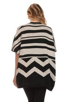 Women's Striped Chevron Cardigan Poncho style 2